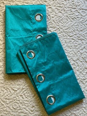Teal Grommet Top Blackout Drapery Panels - Set of 2